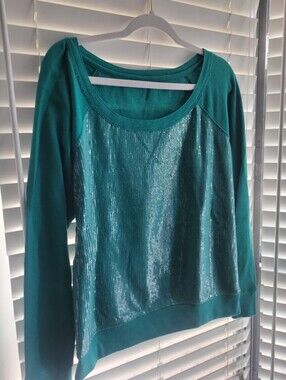 Pretty Green Sequin Front Pullover Sweatshirt